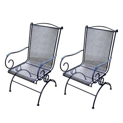 Four Seasons Courtyard Uptown Modern Outdoor Patio Courtyard Steel Mesh Swivel Lounge Rockers Backyard Seating Furniture Arm Chair Set, 2 Pack, Black