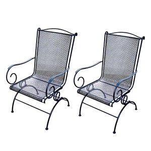 Woodard Uptown Modern Outdoor Patio Courtyard Powder Coated Steel Mesh Coil Spring Swivel Rocker Lounger Chair, Black (2 Pack) - 1 of 4