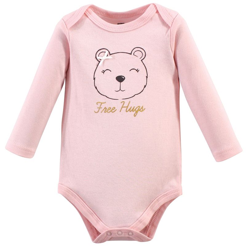 Hudson Baby Infant Girl Cotton Long-Sleeve Bodysuits 5pk, Girl Baby Bear, 4 of 8