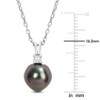 EVERLY JEWELRY | Sterling Silver 8-9mm Black Tahitian Cultured Pearl and 1/10 CT TGW White Topaz Pendant with Chain - 18 in - 3 of 4