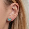 14k Yellow Gold 8mm Turquoise, Malachite or Mother of Pearl Butterfly Studs Gemstone Earrings - 2 of 3