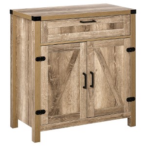 Farmhouse Sideboard Buffet Cabinet, Wooden Accent Cabinet, Kitchen Cabinet with Drawer and Adjustable Shelf, Oak - 1 of 1