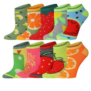 Tipi Toe Womens 10 Pairs Fruitful Kaleidoscope Pattern & Mix Colors For Vibrant Style Low Cut/No Show Socks - 1 of 4