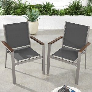 Best Choice Products Set of 2 Textilene Chairs, Conversation Dining Accent Furniture w/ Armrests - 1 of 4