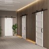 NicBex Barn Door 32" x 80" Five Grid Real Primed Door Slab with Sliding Hardware, Modern Interior Barn Door with Adjustable Floor Guide - 4 of 4