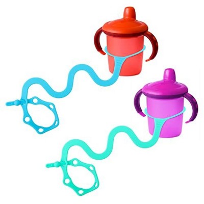 Goji Baby Bottle Bungees - Sippy Cup Holder Strap - Sippy Cup and Toy Safety Tether - For Kids Ages 0-36 Months [Blue & Aqua 2pk]