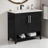 36" Bathroom Vanity with Sink,Modern Single Vanity with Drawers and Open Shelf, Solid Wood Bathroom Storage Cabinet with Ceramic Sink - Leovsnove - 2 of 4
