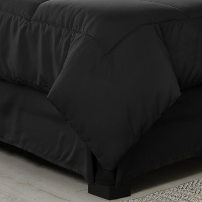 Twin Size Black Microfiber Down Alternative Comforter Set