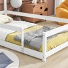 Durable Twin Size Wooden Bed with House-Shaped Headboard and Enclosing Fences, Designed as a Floor Bed - 3 of 4