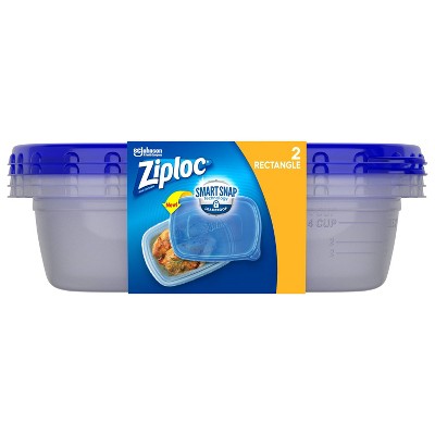 Ziploc Rectangle Containers with Smart Snap Technology - 2ct
