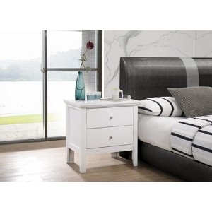 HomeStock White Nightstand 24x24x16 with Two Drawers, Sleek Transitional Bedside Table with Ample Storage and Modern Clean Finish - 1 of 4