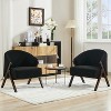 Mid Century Modern Chair Teddy Velvet Living Room Chairs with Wood Frame,Comfy Upholstered Reading Side Chair,Easy Assembly for Bedroom - 4 of 4