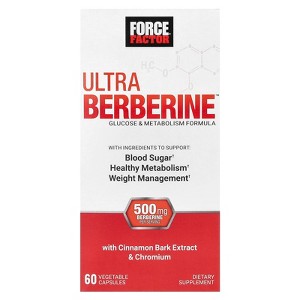 Force Factor Ultra Berberine, Glucose & Metabolism Formula, 500 mg, 60 Vegetable Capsules (250 mg Per Capsule) - 1 of 3