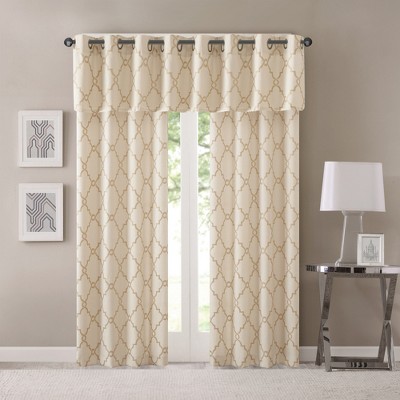 Saratoga Beige and Gold Cotton Blend Grommet Top Valance