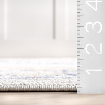 Reversible Vintage Floral Blue Synthetic Area Rug, 5' x 7'
