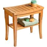 Bamboo Shower Bench, With Storage Shelf for Indoor or Outdoor Use Dimension: 10" x 19" x 18"