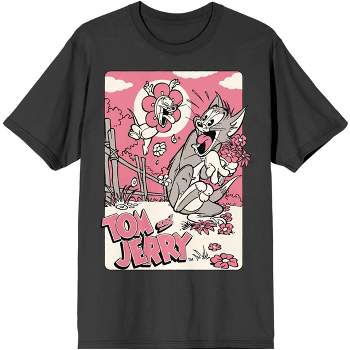 Tom and Jerry Classic Characters Men's Charcoal Graphic Tee