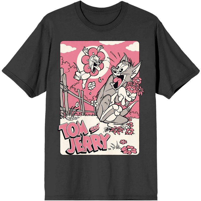 Tom and Jerry Classic Characters Men's Charcoal Graphic Tee, 1 of 2