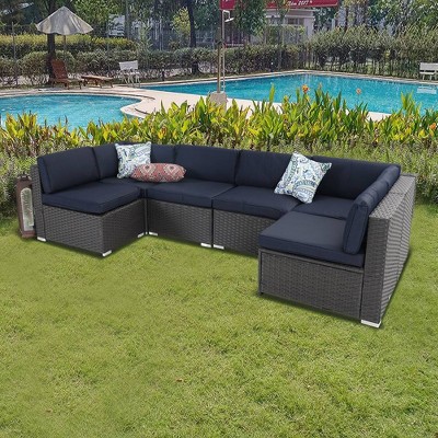 6pc Patio Low-Back Rattan Conversation Set - Captiva Designs