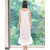 ADR Women's Cotton Nightgown, Embroidered Floral Sleeveless Lace Trim Long Vintage Night Dress Gown - 3 of 4