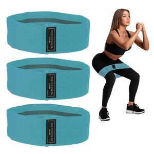 Unique Bargains Elastic Non-Slip Exercise Loops Leg Booty Resistance Bands 3 Pcs Blue Medium - 1 of 3