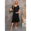 Womens Maternity Dress Summer V Neck Short Sleeve Ruffle Belted Baby Shower Dress - 2 of 4