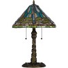 Cal Lighting BO-3108TB 60W X 2 Metal and Resin Tiffany Table Lamp with Pull Chains, Antique Brass - 3 of 4