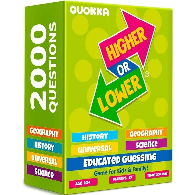 QUOKKA Card Game for Kids Higher or Lower | Guess Fun Questions - Challenge Game for Family Night