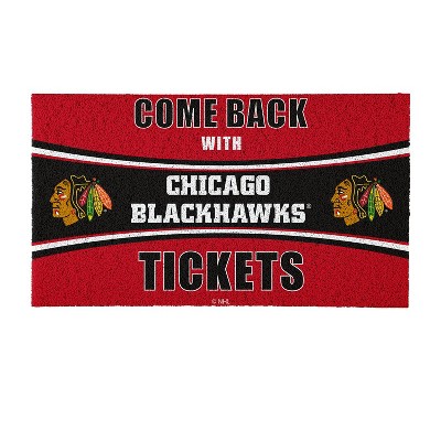 Evergreen Come Back with Tickets Chicago Blackhawks 28" x 16" Woven PVC Indoor Outdoor Doormat