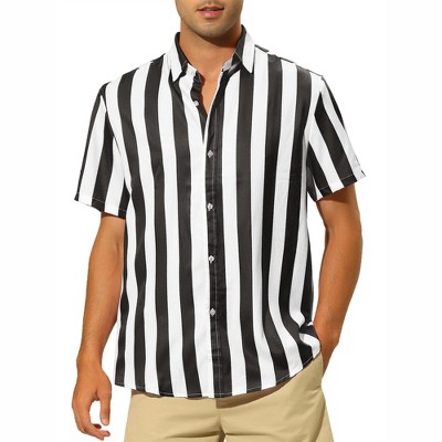 Lars Amadeus Men's Summer Regular Fit Short Sleeves Hawaiian Striped Shirt