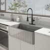 CASAINC 33" Farmhouse Apron Single Bowl Fireclay Kitchen Sink with Grid and Strainer - Reversible Installation - 2 of 4