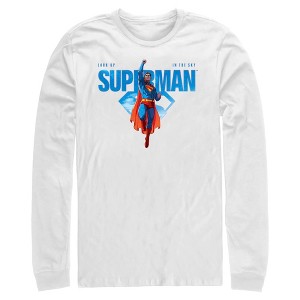 Mens Superman Look Up Hero Pose Long Sleeve Shirt - 1 of 4
