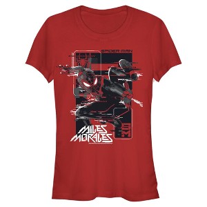 Juniors Womens Marvel Spider-Man: Miles Morales Glitch Frame T-Shirt - 1 of 3