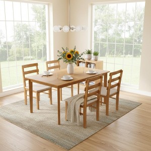Homy Casa 5-Piece Solid Wood Dining Table and Chairs Set, Modern Kitchen & Dining Furniture - 1 of 4