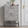 Shoe Cabinet, Shoe Rack Storage Cabinet with 2 Flip-Up Drawers and Open Shelves Shoe Cabinet Organizer Freestanding with Adjustable Support Stand - 2 of 4
