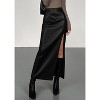 Women's 2025 Faux Leather Pencil Skirt - High Waist Slit Maxi for Office & Winter Fashion Black - 3 of 4