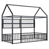 KIGFTSOD Metal Bed House Bed Frame with Fence and Shelves - 4 of 4