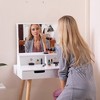 Infurnic Desks, Vanity Desk with Mirror and Adjustable Cabinet, Modern Makeup Table with 3 Drawers for Bedroom, White, 27.7"*19.6"*52.95" - 2 of 4