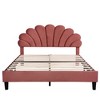 Queen-Size Fabric Platform Bed featuring a Floral Velvet Tufted Headboard - 2 of 4