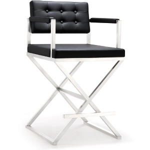 TOV Furniture Director Performance Vegan Leather Stool with Silver Base - 1 of 4