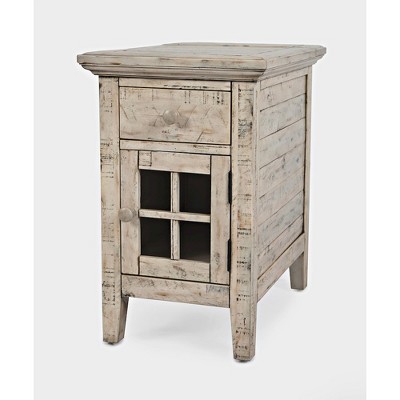 Rustic Shores Cream Acacia USB Charging End Table with Storage