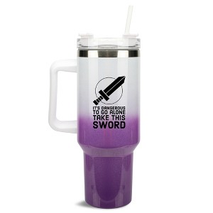 100 North Zelda Dangerous To Go Alone Take This Sword Wrap-Around 40 Oz. Stainless Steel Water Bottle Coffee Mug, Spill & Leak Resistant, Travel - 1 of 4