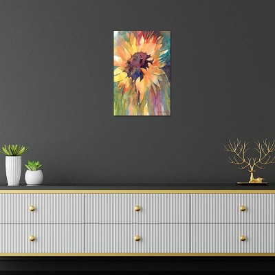 18" x 12" Vibrant Sunflower Watercolor Canvas Art