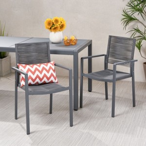 GDFStudio Crested Bay Outdoor Aluminum and Rope Dining Chairs (Set of 2) - 1 of 4