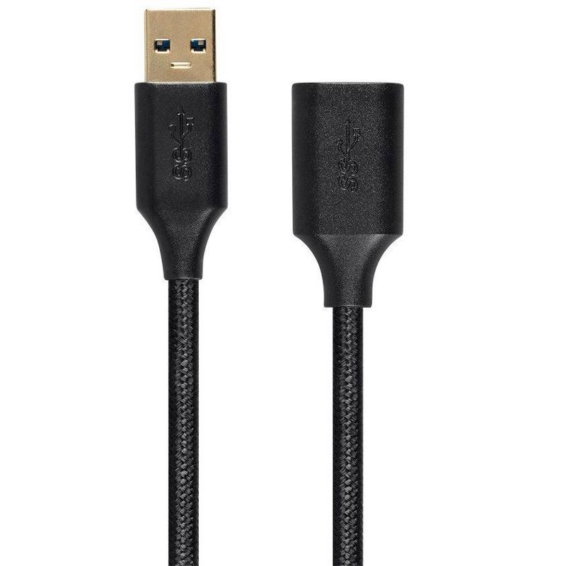 Monoprice USB & Lightning Cable - 10 Feet - Black | USB 3.0 A Male to A Female Premium Extension Cable, 1 of 7
