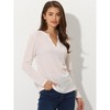 Allegra K Women's Casual Long Sleeve V Neck Lightweight Waffle Blouse - 2 of 4