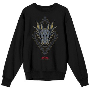House of the Dragon Blue Dragon Head Men's Black Crewneck Sweatshirt - 1 of 3