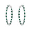 Luxurious Inside-Out Hoop Earrings Embellished with sapphire and Sparkling Cubic Zirconia for a Bold and Elegant Statement - 2 of 4