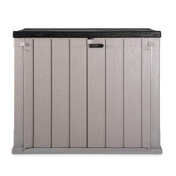 Toomax Stora Way All-Weather Outdoor XL Horizontal 5' x 3' Storage Shed Cabinet for Trash Can, Garden Tools, & Yard Equipment, Taupe Gray/Anthracite