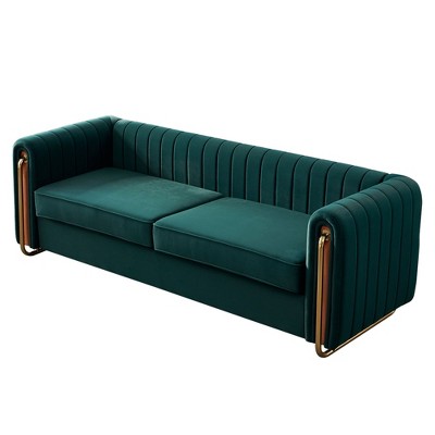 NicBex Couches for Living Room 84.25inch Cloud Couch Contemporary Velvet Upholstered 2 Seater Sofa Couch with Polished Gold Stainless Steel Legs
